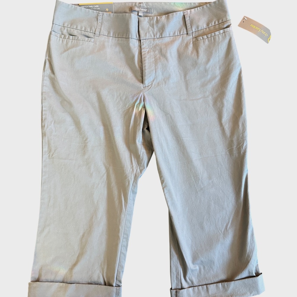 Daisy Fuentes Womens‎ Size 12 Moonstone Stretch Twill Capri Mid Rise Crop Pants